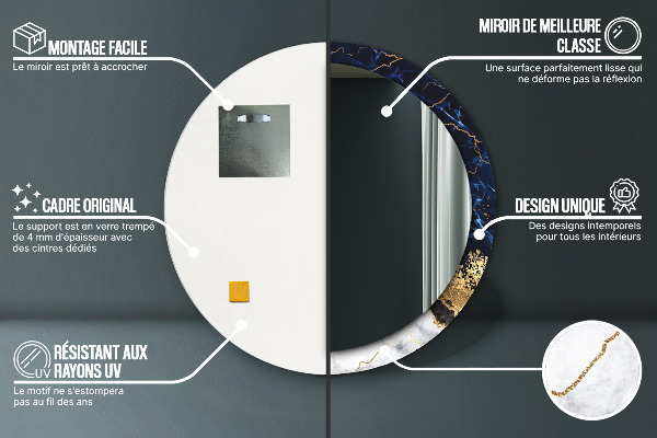 Kerek dísztükör Kék márvány