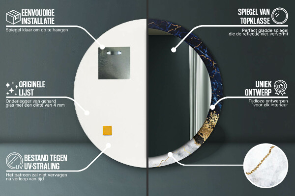 Kerek dísztükör Kék márvány