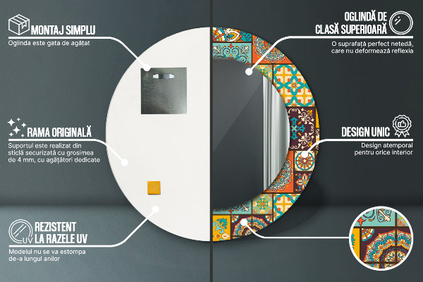 Kerek tükör fali dísz Arab minta