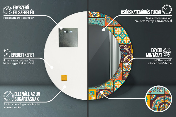 Kerek tükör fali dísz Arab minta