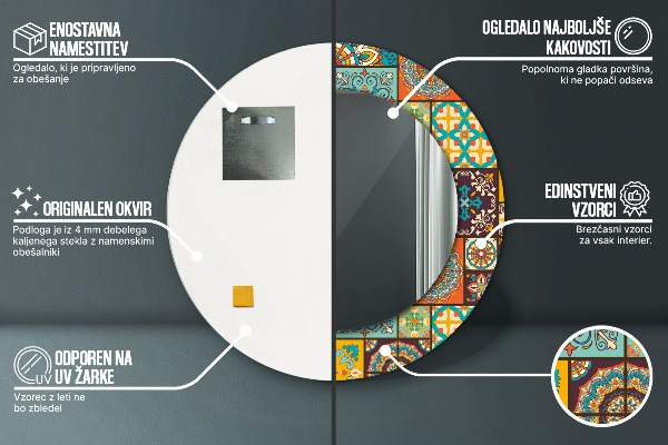 Kerek tükör fali dísz Arab minta