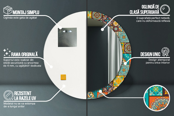 Kerek tükör fali dísz Arab minta