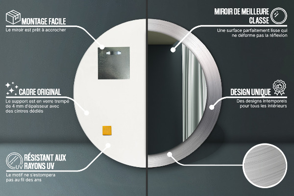 Kerek dísztükör Fényes acél