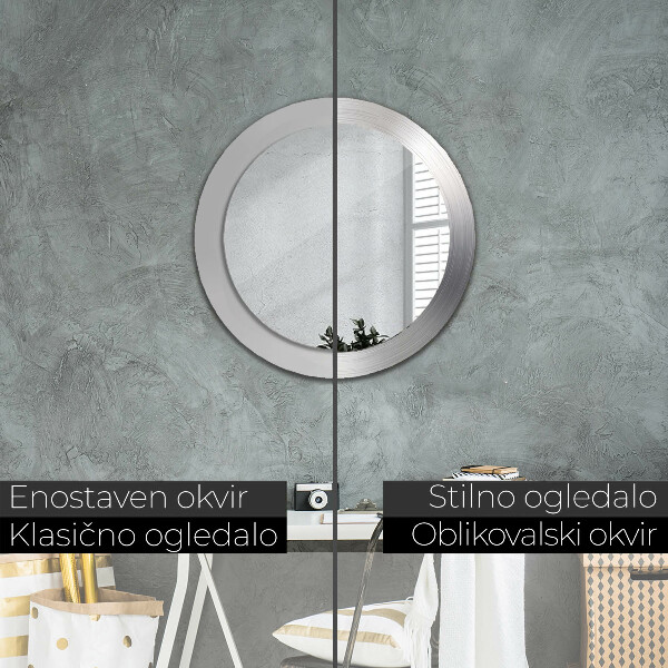 Kerek dísztükör Fényes acél