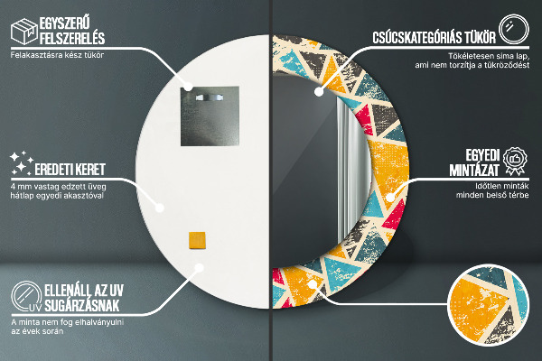 Kerek díszes tükör Retro kompozíció