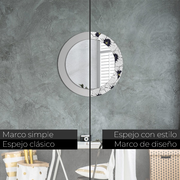 Kerek tükör díszítéssel Lineáris virágok kompozíciója