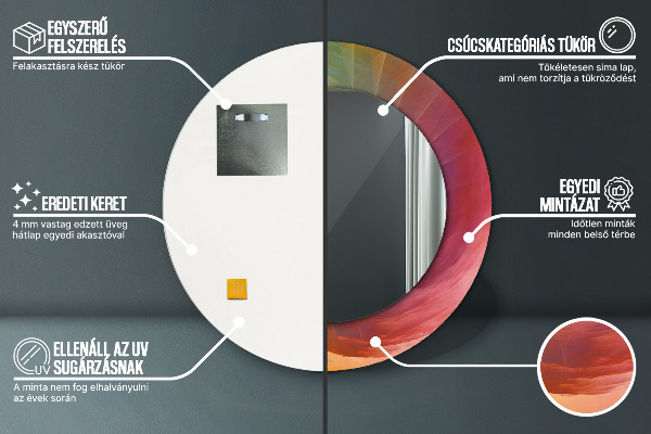 Kerek tükör nyomtatott kerettel Hipnotikus spirál