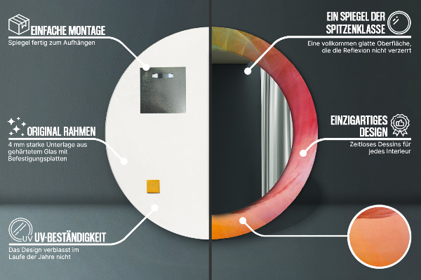 Kerek tükör nyomtatott kerettel Hipnotikus spirál