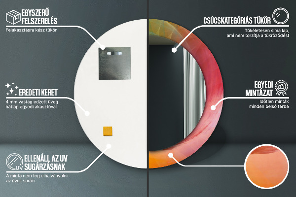 Kerek tükör nyomtatott kerettel Hipnotikus spirál