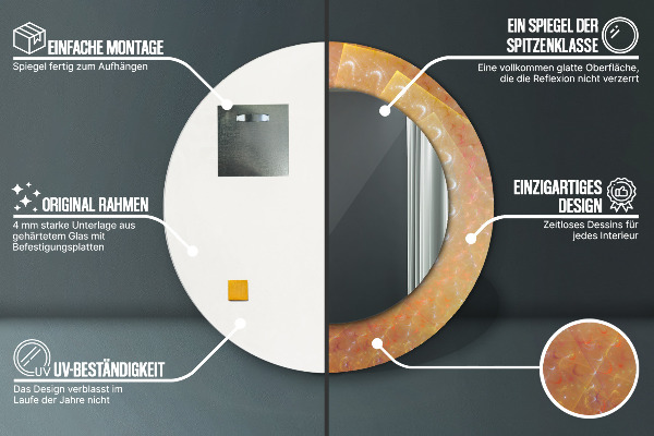 Kerek dísztükör Spirális absztrakció