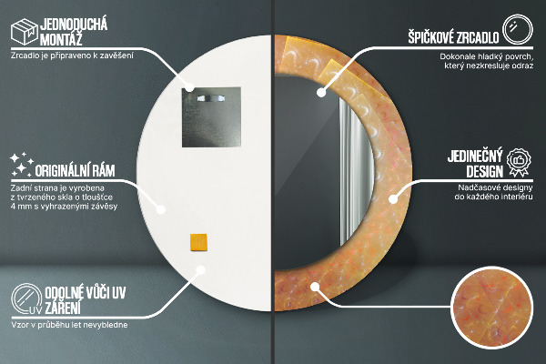 Kerek dísztükör Spirális absztrakció