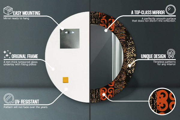 Kerek díszes tükör Grunge absztrakt minta