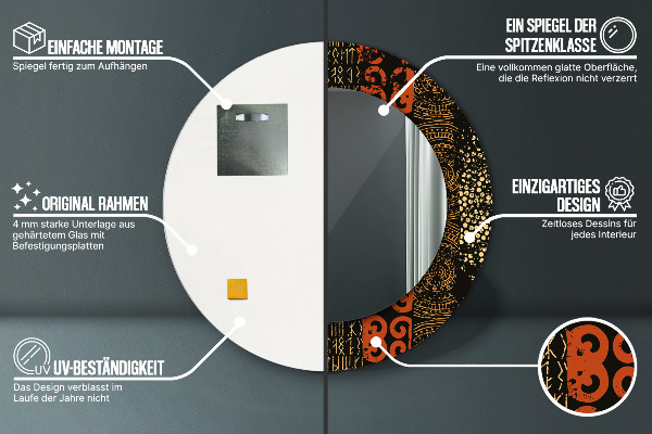 Kerek díszes tükör Grunge absztrakt minta