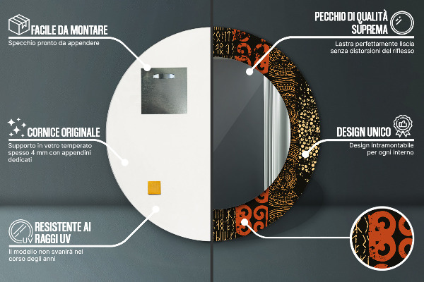 Kerek díszes tükör Grunge absztrakt minta