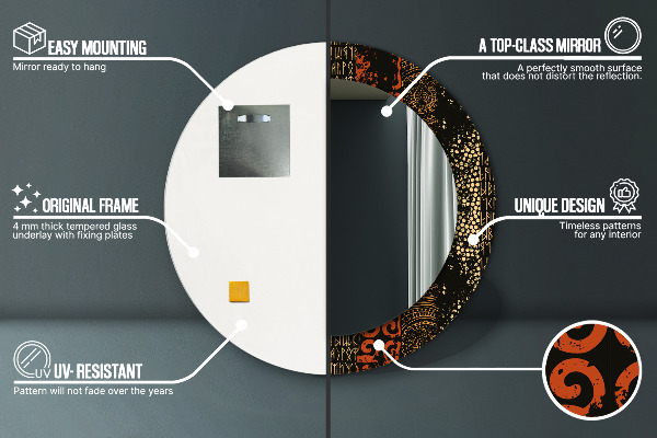 Kerek díszes tükör Grunge absztrakt minta