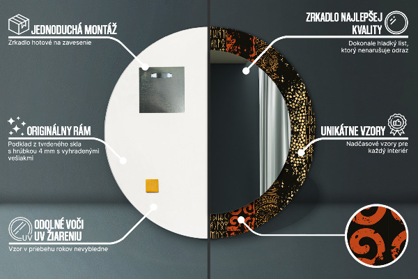 Kerek díszes tükör Grunge absztrakt minta