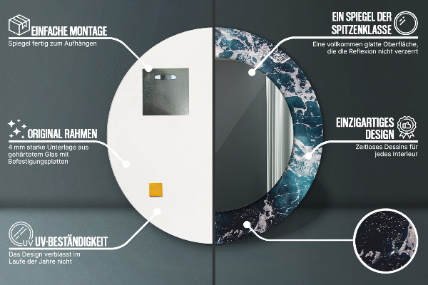 Kerek tükör díszítéssel Viharos tenger