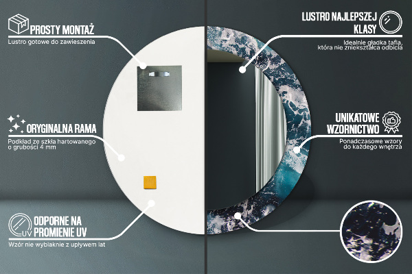 Kerek tükör díszítéssel Viharos tenger