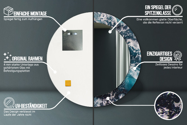 Kerek tükör díszítéssel Viharos tenger