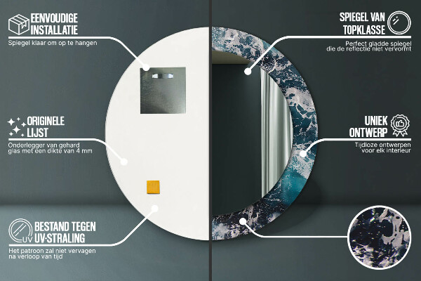 Kerek tükör díszítéssel Viharos tenger