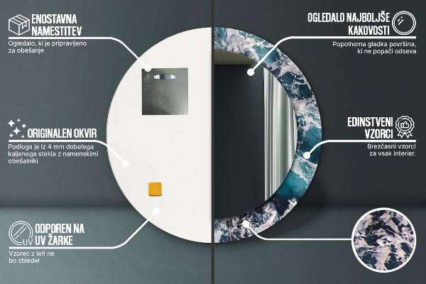 Kerek tükör díszítéssel Viharos tenger