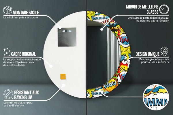 Kerek díszes tükör Képregény stílusú minta