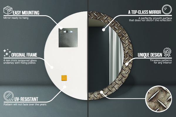 Kerek tükör fali dísz Acél textúra