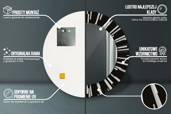 Kerek tükör keret nyomtatással Ragyogó kompozíció