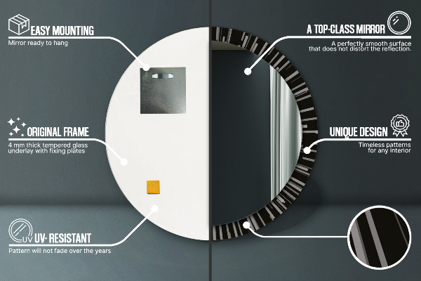 Kerek tükör keret nyomtatással Ragyogó kompozíció