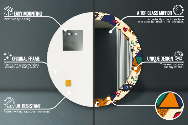 Kerek tükör nyomtatott kerettel Pop art stílus