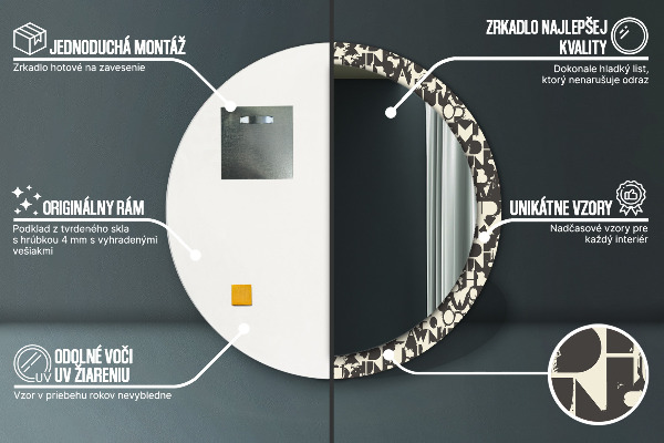 Kerek díszes tükör Absztrakt tipográfia