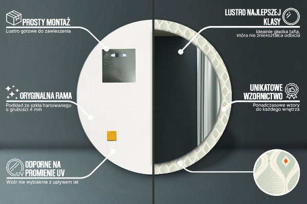 Kerek tükör fali dísz Világos vintage minta