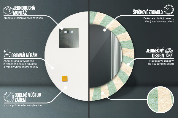 Kerek dísztükör Retro pasztell mintás