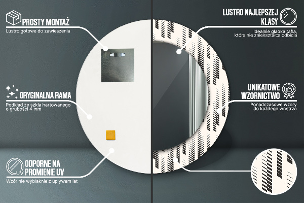 Kerek díszes tükör Csíkos minta