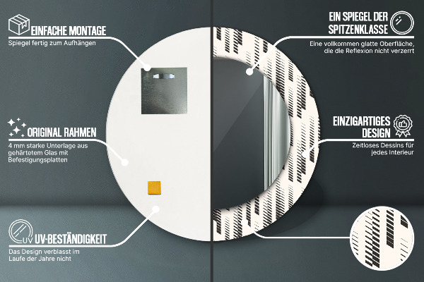 Kerek díszes tükör Csíkos minta