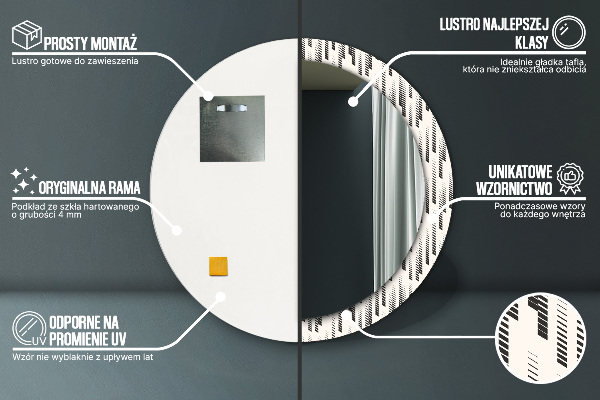 Kerek díszes tükör Csíkos minta