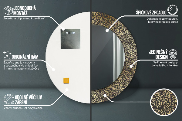 Kerek tükör fali dísz Arany díszek