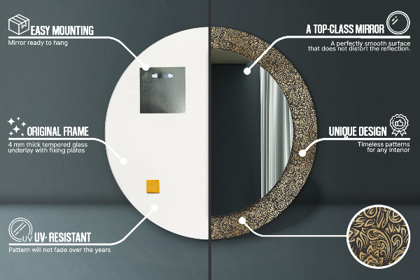 Kerek tükör fali dísz Arany díszek