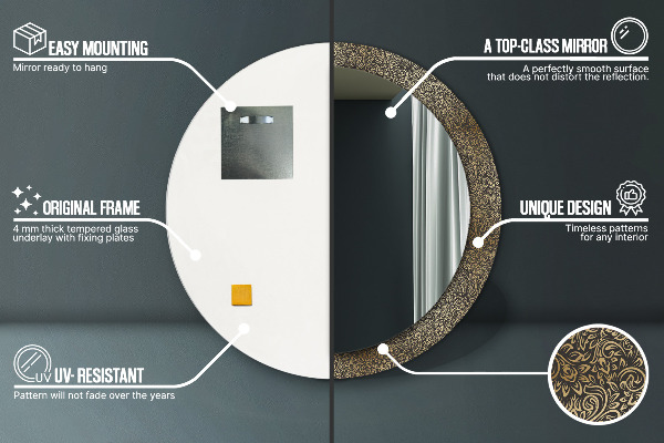 Kerek tükör fali dísz Arany díszek