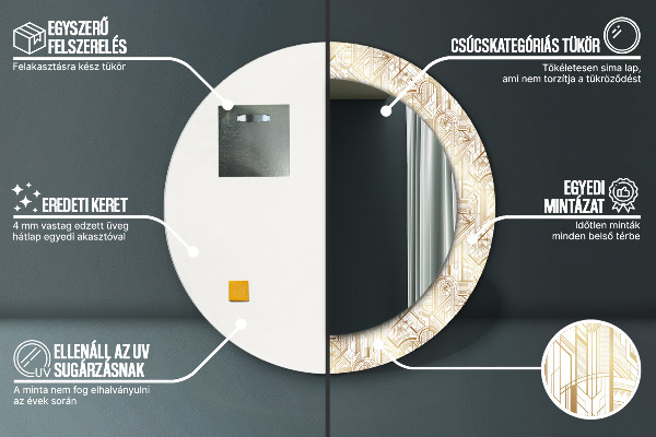 Kerek dísztükör Art deco kompozíció