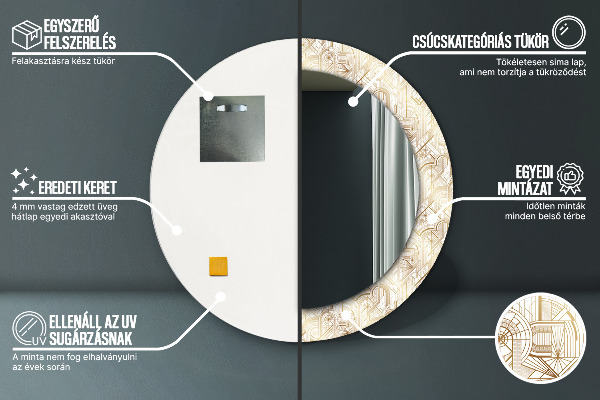 Kerek dísztükör Art deco kompozíció