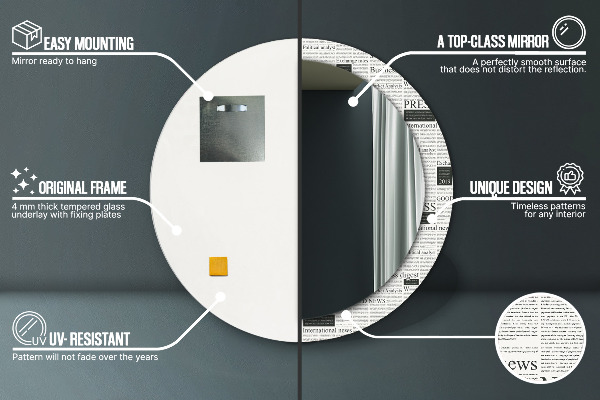 Kerek díszes tükör Minta újságokból