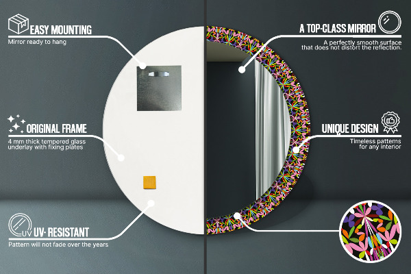 Kerek tükör díszítéssel Pszichedelikus mandala minta