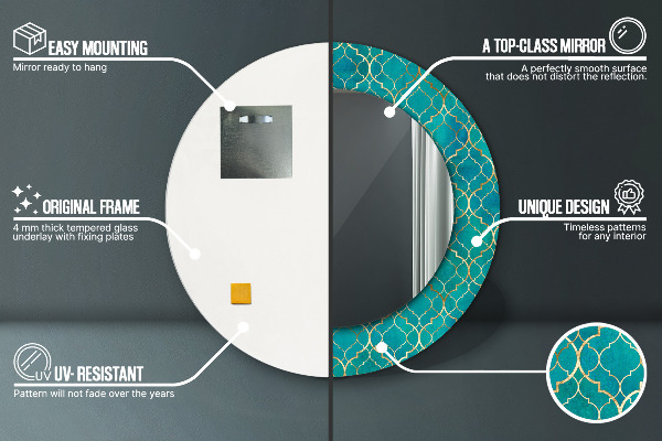 Kerek dísztükör Zöld és arany kompozíció