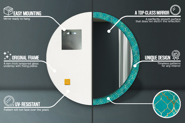 Kerek dísztükör Zöld és arany kompozíció