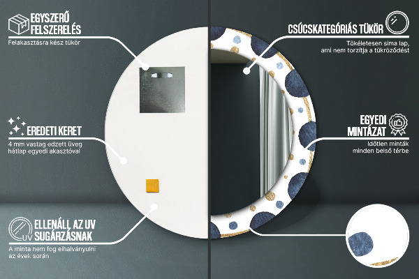 Kerek díszes tükör Hold mandala