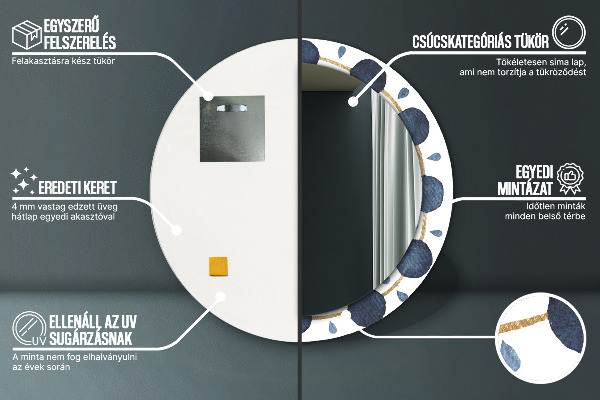 Kerek díszes tükör Hold mandala