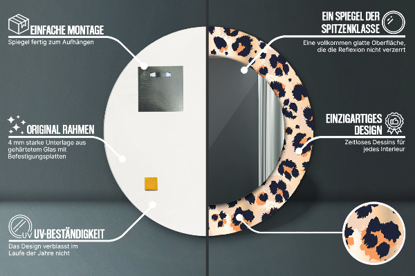 Kerek tükör fali dísz Vad mintás