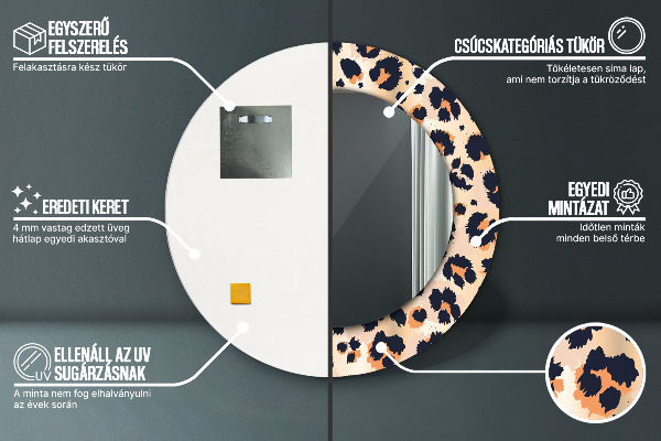 Kerek tükör fali dísz Vad mintás