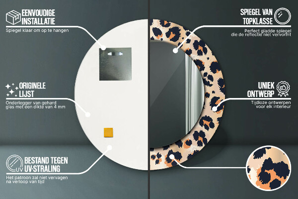 Kerek tükör fali dísz Vad mintás